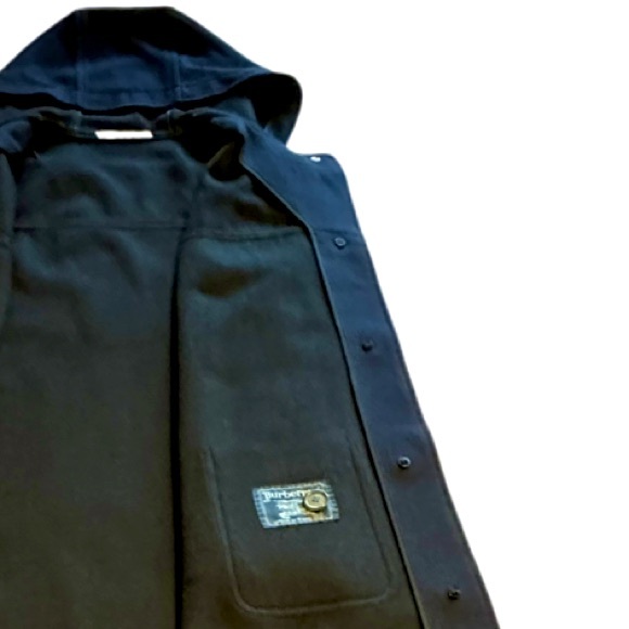 BURBERRY’S | Hooded Navy Blue Button Up Wool Maxi Over Coat Jacket Trench - Picture 4 of 16